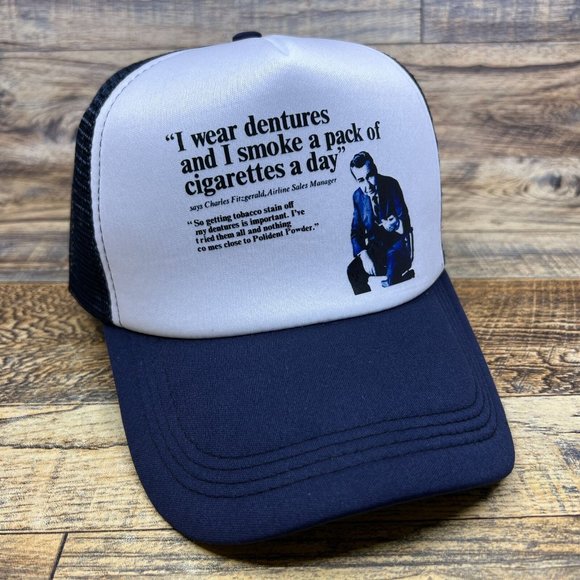 Unbranded Other - Vintage Dentures Ad Mens Trucker Hat Navy Snapback Old Time Cigarette Ball Cap